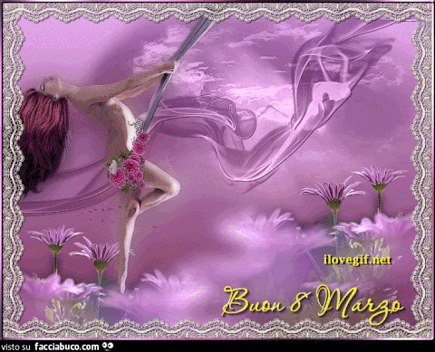 Gif animata donna sull'altalena. Buon 8 Marzo